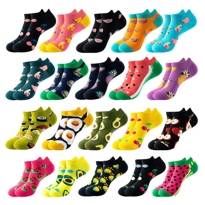 Unisex Sports Cartoon Fruit Cotton Jacquard Ankle Socks 1 Set