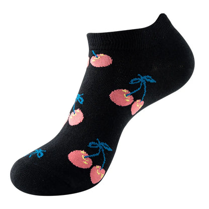 Unisex Sports Cartoon Fruit Cotton Jacquard Ankle Socks 1 Set