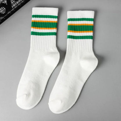 Unisex Sports Stripe Cotton Crew Socks A Pair