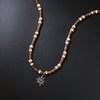 Unisex Sports Style Titanium Steel And Stainless Steel Rice Bead Chain Clavicle Necklace With Geometric Design By Seiko