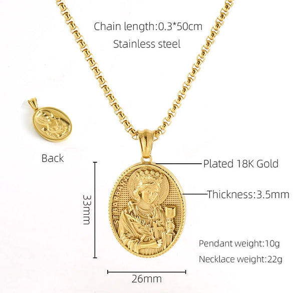 Unisex 316L Stainless Steel And Silver Necklace With Geometric Cross Pendant And Square Pearl Chain Electroplated Retro Hip Hop Style