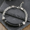 Unisex Stainless Steel And Turquoise Geometric Handmade Beaded Bracelet