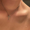 Unisex Stainless Steel Cross And Star Pendant Collarbone Necklace With Irregular Geometric Design And Enhanced Color Retention Finish