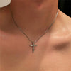 Unisex Stainless Steel Cross And Star Pendant Collarbone Necklace With Irregular Geometric Design And Enhanced Color Retention Finish
