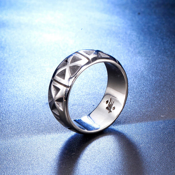 Unisex Stainless Steel Cross Ring With Geometric Hip Hop Style And Fixed Unadjustable Band Design