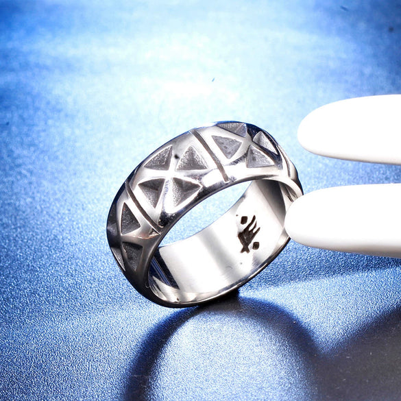 Unisex Stainless Steel Cross Ring With Geometric Hip Hop Style And Fixed Unadjustable Band Design