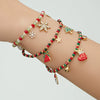 Unisex Stainless Steel Crystal Beaded Bracelet With Zircon Snowflake And Santa Claus Charms Vintage Electroplated Jewelry
