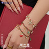 Unisex Stainless Steel Crystal Beaded Bracelet With Zircon Snowflake And Santa Claus Charms Vintage Electroplated Jewelry
