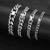 Unisex Stainless Steel Cuban Chain Bracelet With Jewelry Clasp Polished Geometric Link Design