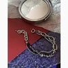Unisex Stainless Steel Double Layer Chain Bracelet With Geometric Crackle Beads And Electroplated Fashion Design
