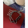 Unisex Stainless Steel Double Layer Chain Bracelet With Geometric Crackle Beads And Electroplated Fashion Design
