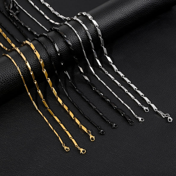 Unisex Stainless Steel Geometric Bamboo Chain Necklace With Electroplating Treatment