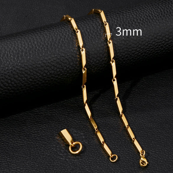 Unisex Stainless Steel Geometric Bamboo Chain Necklace With Electroplating Treatment