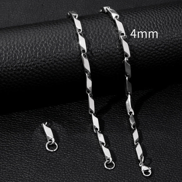 Unisex Stainless Steel Geometric Bamboo Chain Necklace With Electroplating Treatment