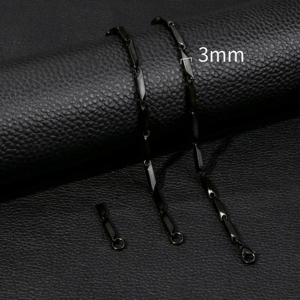 Unisex Stainless Steel Geometric Bamboo Chain Necklace With Electroplating Treatment