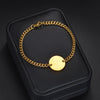 Unisex Stainless Steel Geometric Bracelet With Engraved Logo And Electroplating Treatment