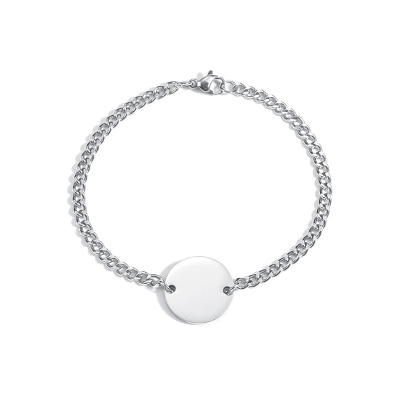 Unisex Stainless Steel Geometric Bracelet With Engraved Logo And Electroplating Treatment