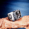 Unisex Stainless Steel Geometric Cross Ring With Oiled Finish Retro Bold Statement Jewelry
