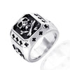 Unisex Stainless Steel Geometric Cross Ring With Oiled Finish Retro Bold Statement Jewelry