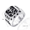 Unisex Stainless Steel Geometric Cross Ring With Oiled Finish Retro Bold Statement Jewelry