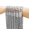 Unisex Stainless Steel Geometric Cuban Chain Necklace Polished With Zircon Diamond Buckle