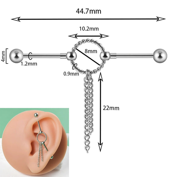 Unisex Stainless Steel Geometric Double Layer Chain Hanging Cross Detachable Ear Bridge Earrings With Electroplating