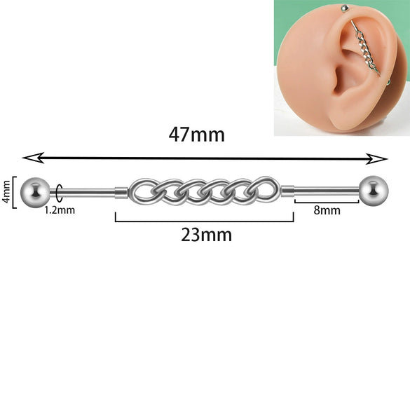 Unisex Stainless Steel Geometric Double Layer Chain Hanging Cross Detachable Ear Bridge Earrings With Electroplating