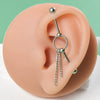 Unisex Stainless Steel Geometric Double Layer Chain Hanging Cross Detachable Ear Bridge Earrings With Electroplating
