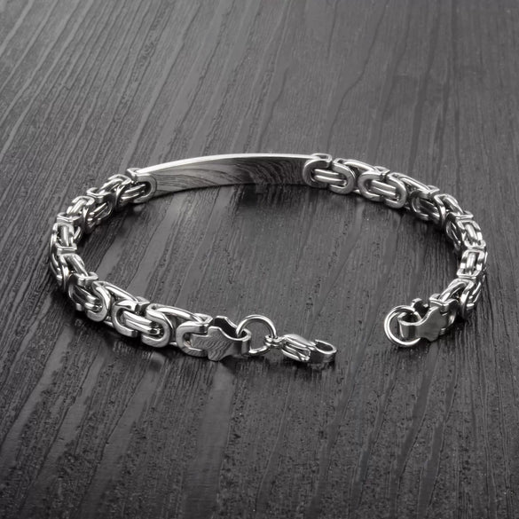 Unisex Stainless Steel Geometric Flat Loop Chain Bracelet Jewelry