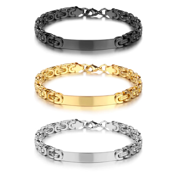 Unisex Stainless Steel Geometric Flat Loop Chain Bracelet Jewelry