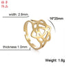 Unisex Stainless Steel Geometric Open Ring With Electroplated Finish And Adjustable Love Knot Design