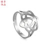 Unisex Stainless Steel Geometric Open Ring With Electroplated Finish And Adjustable Love Knot Design