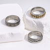 Unisex Stainless Steel Geometric Rotatable Ring With Roman Letter Design Nonfading Finish Precision Crafted Light Luxury Jewelry