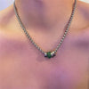 Unisex Stainless Steel Geometric Spliced Chain Necklace With Alloy Pendant Polished Minimalist Retro Choker Design