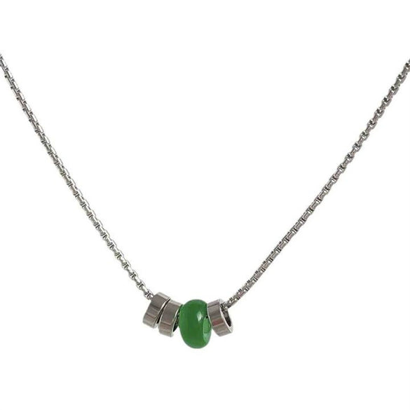 Unisex Stainless Steel Geometric Spliced Chain Necklace With Alloy Pendant Polished Minimalist Retro Choker Design