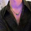 Unisex Stainless Steel Geometric Spliced Chain Necklace With Alloy Pendant Polished Minimalist Retro Choker Design