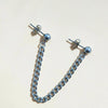 Unisex Stainless Steel Geometric Stud Earrings With Retro Leaf Long Chain Electroplated Korean Style Earrings