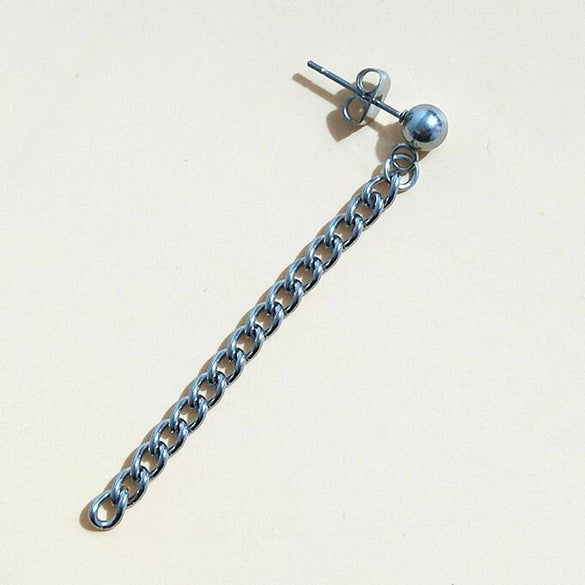 Unisex Stainless Steel Geometric Stud Earrings With Retro Leaf Long Chain Electroplated Korean Style Earrings
