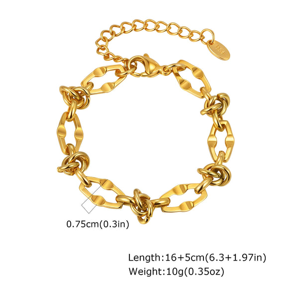 Unisex Stainless Steel Handmade Chain With Retro Old Twist Geometric Square Design And Electroplating