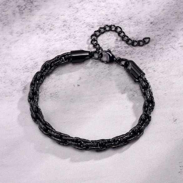 Unisex Stainless Steel Handmade Chain With Retro Old Twist Geometric Square Design And Electroplating