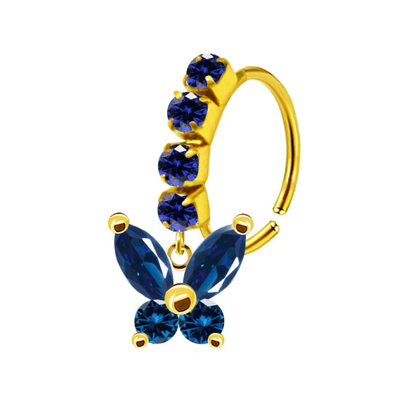 Unisex Stainless Steel Heart Shaped Nose Ring With Flower Pattern And Electroplating Treatment