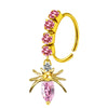 Unisex Stainless Steel Heart Shaped Nose Ring With Flower Pattern And Electroplating Treatment