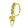 Unisex Stainless Steel Heart Shaped Nose Ring With Flower Pattern And Electroplating Treatment