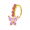 Unisex Stainless Steel Heart Shaped Nose Ring With Flower Pattern And Electroplating Treatment