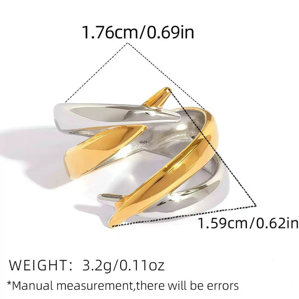 Unisex Stainless Steel Hollow Heart And Ushaped Flower Geometric Rings With Vacuum Furnace Electroplating