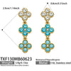 Unisex Stainless Steel 18K Gold Plated Four Leaf Flower Rhinestone Jewelry Set Necklace Earrings Bracelet Ring