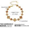 Unisex Stainless Steel 18K Gold Plated Four Leaf Flower Rhinestone Jewelry Set Necklace Earrings Bracelet Ring