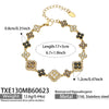 Unisex Stainless Steel 18K Gold Plated Four Leaf Flower Rhinestone Jewelry Set Necklace Earrings Bracelet Ring