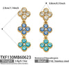 Unisex Stainless Steel 18K Gold Plated Four Leaf Flower Rhinestone Jewelry Set Necklace Earrings Bracelet Ring
