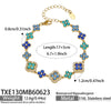 Unisex Stainless Steel 18K Gold Plated Four Leaf Flower Rhinestone Jewelry Set Necklace Earrings Bracelet Ring
